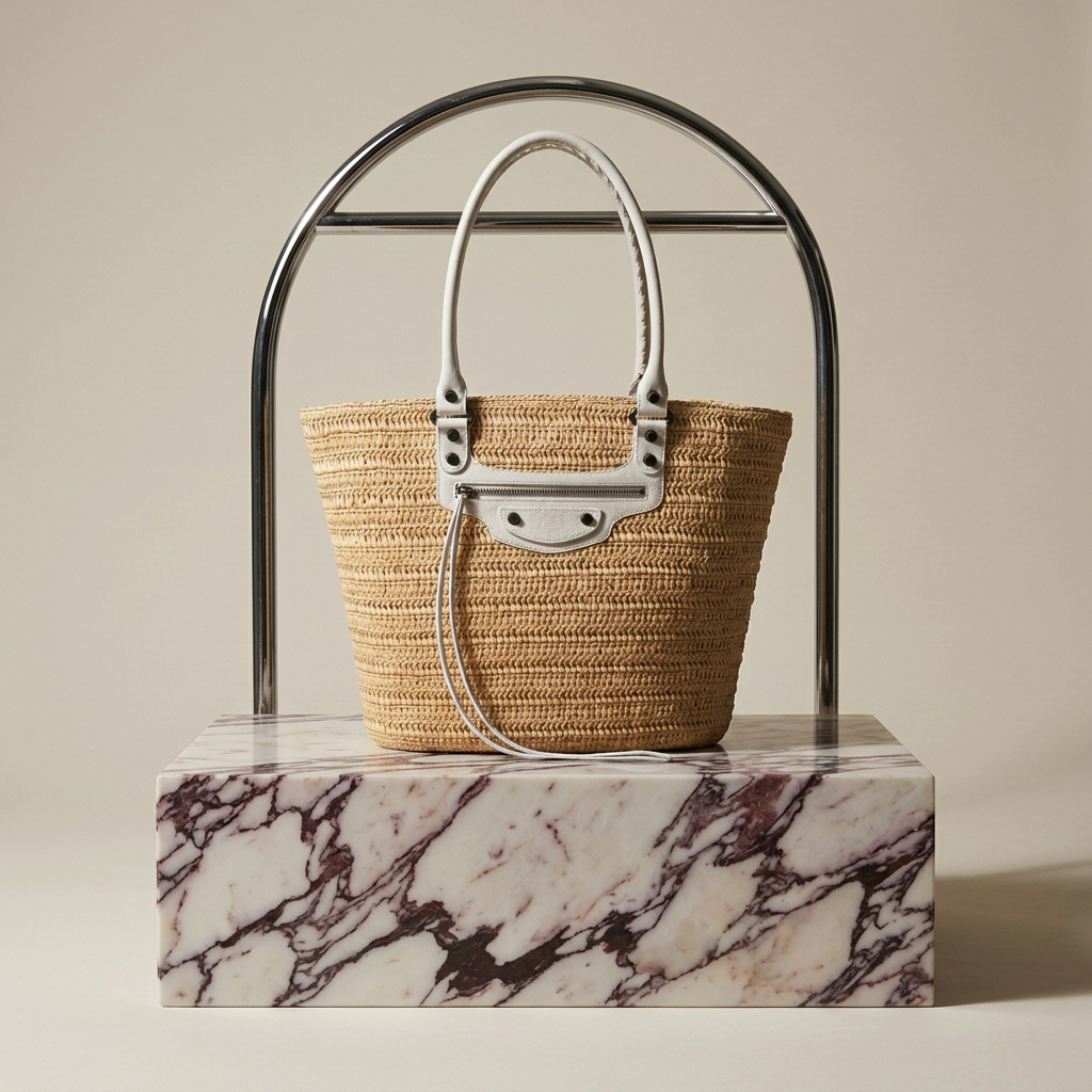 Balenciaga raffia city small bag — visuel studio Rated N Archive