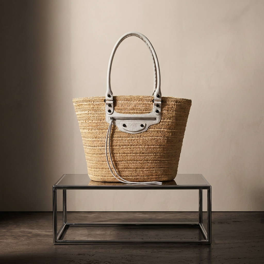 Balenciaga raffia city small bag — visuel studio Rated N Archive