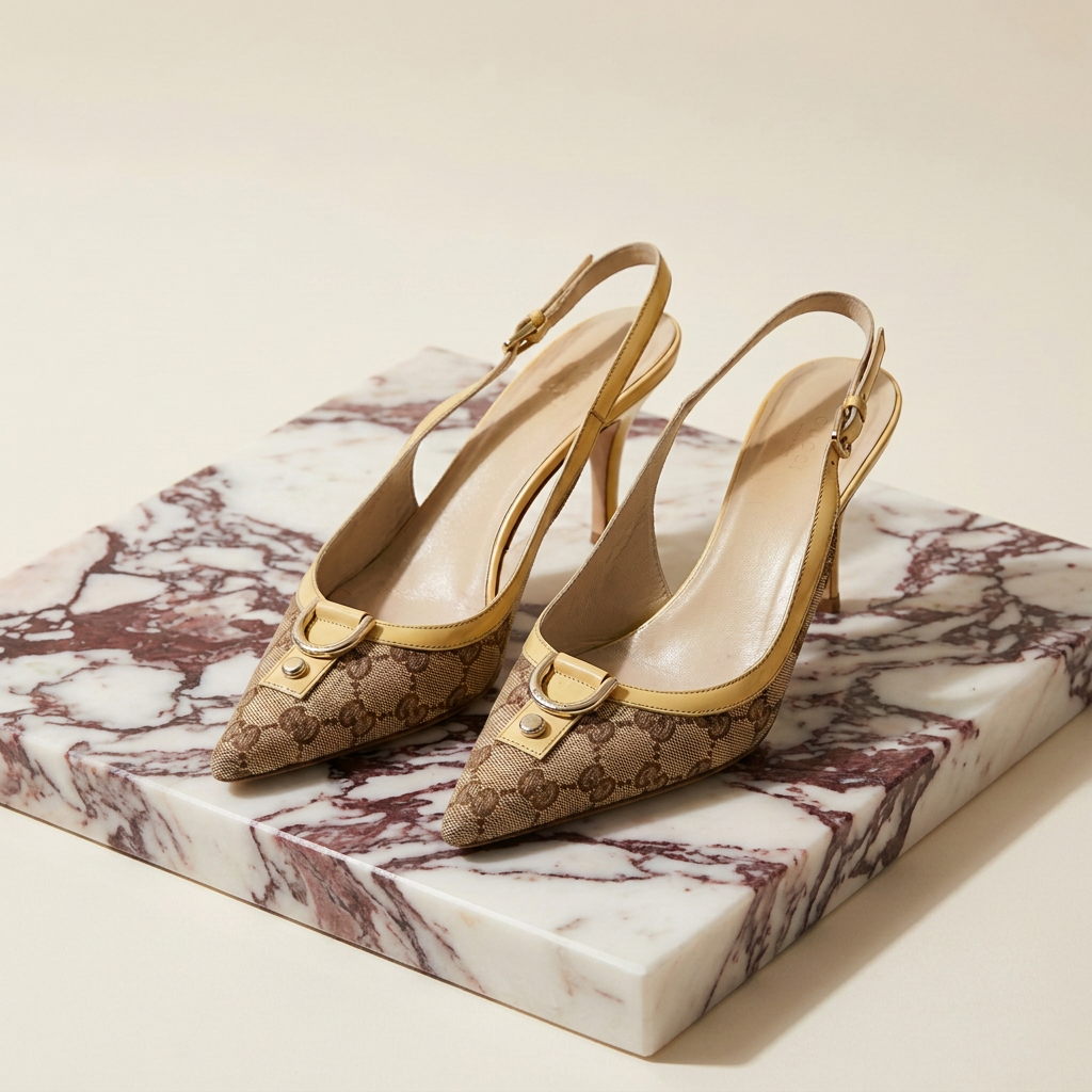 Gucci monogram slingbacks yellow lining — visuel studio Rated N Archive