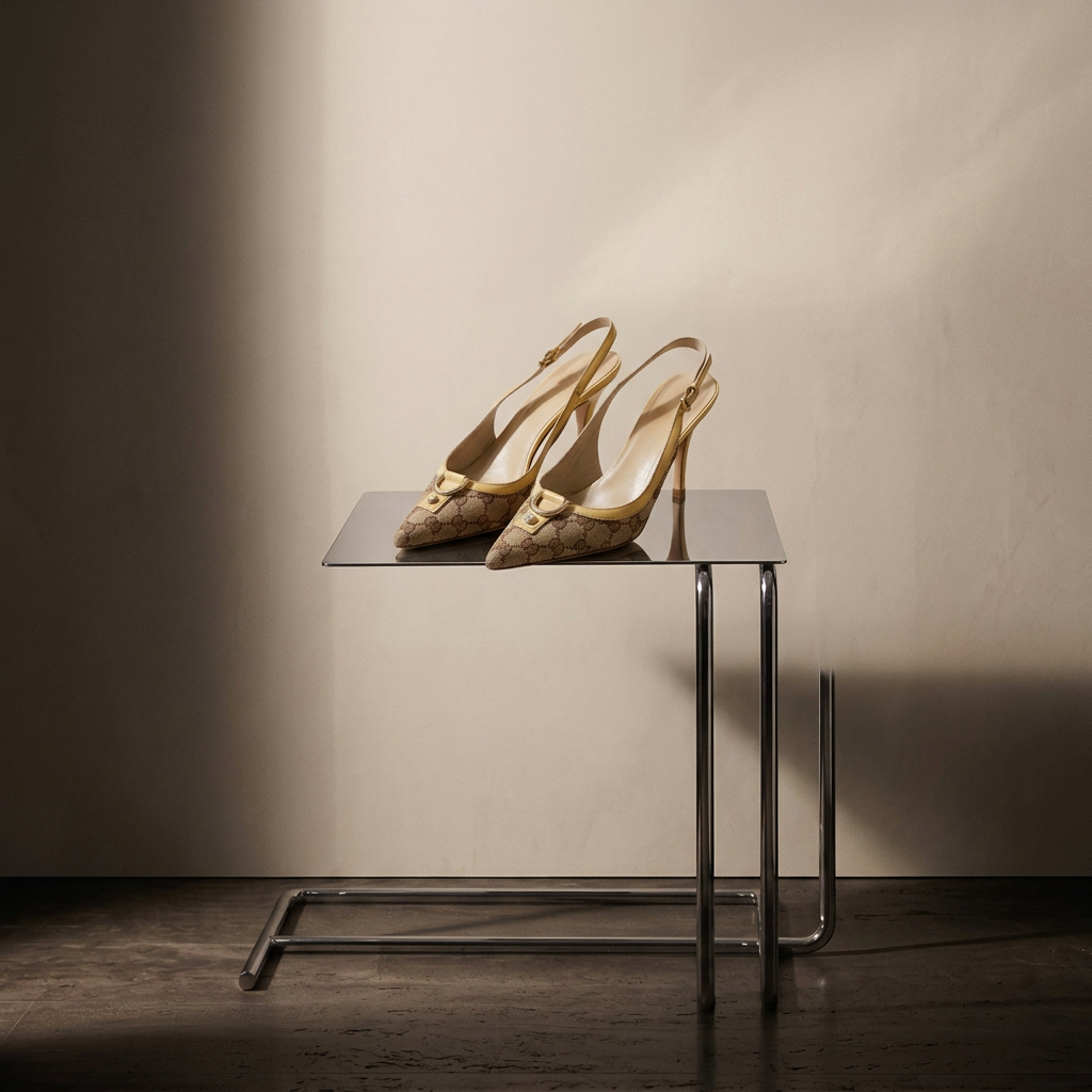 Gucci monogram slingbacks yellow lining — visuel studio Rated N Archive