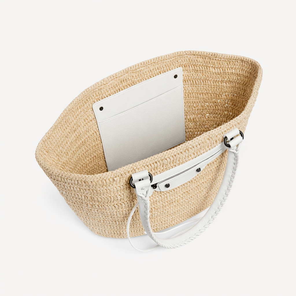 Balenciaga raffia city small bag