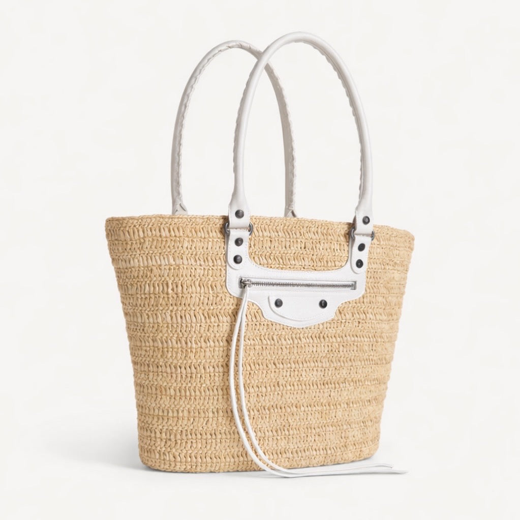 Balenciaga raffia city small bag
