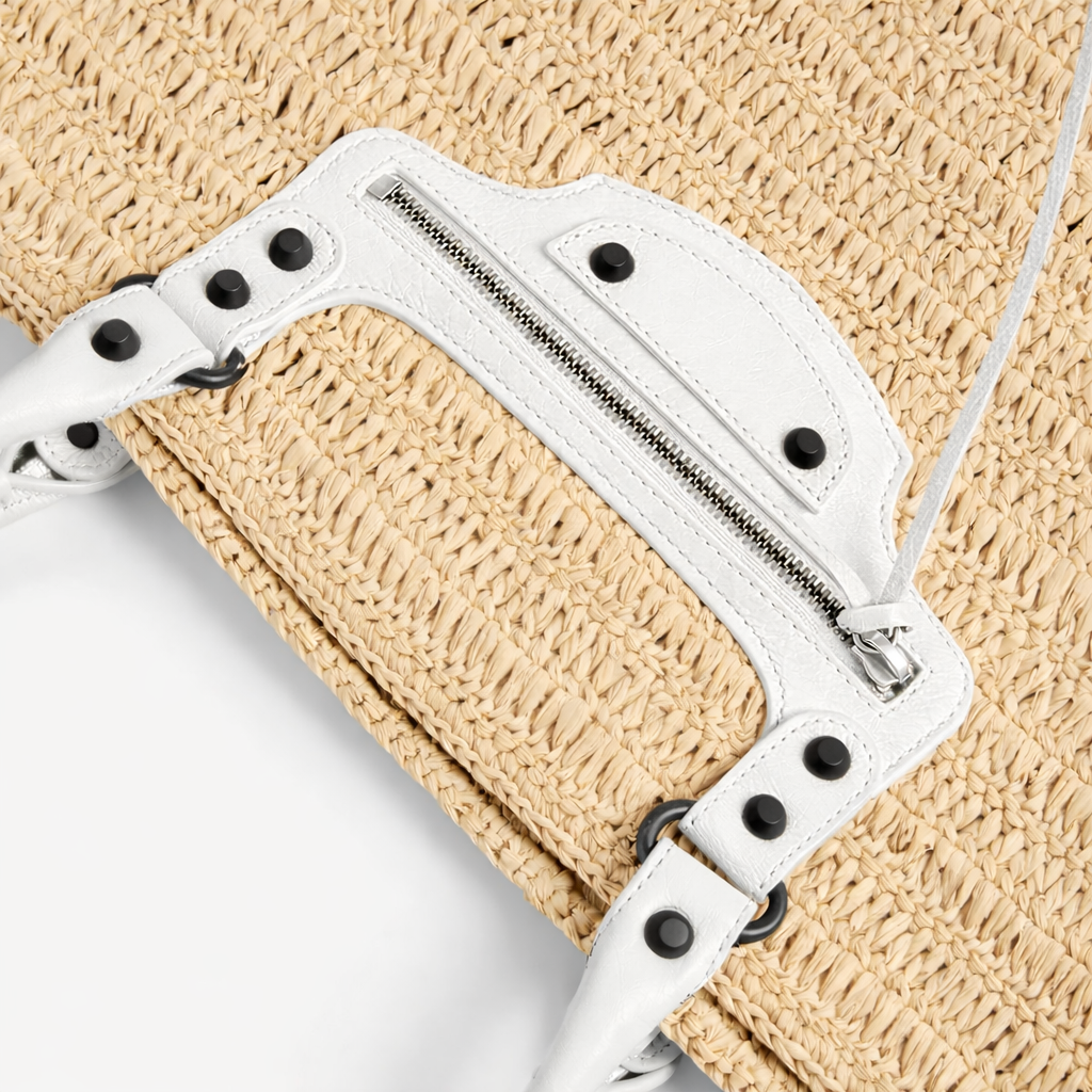 Balenciaga raffia city small bag