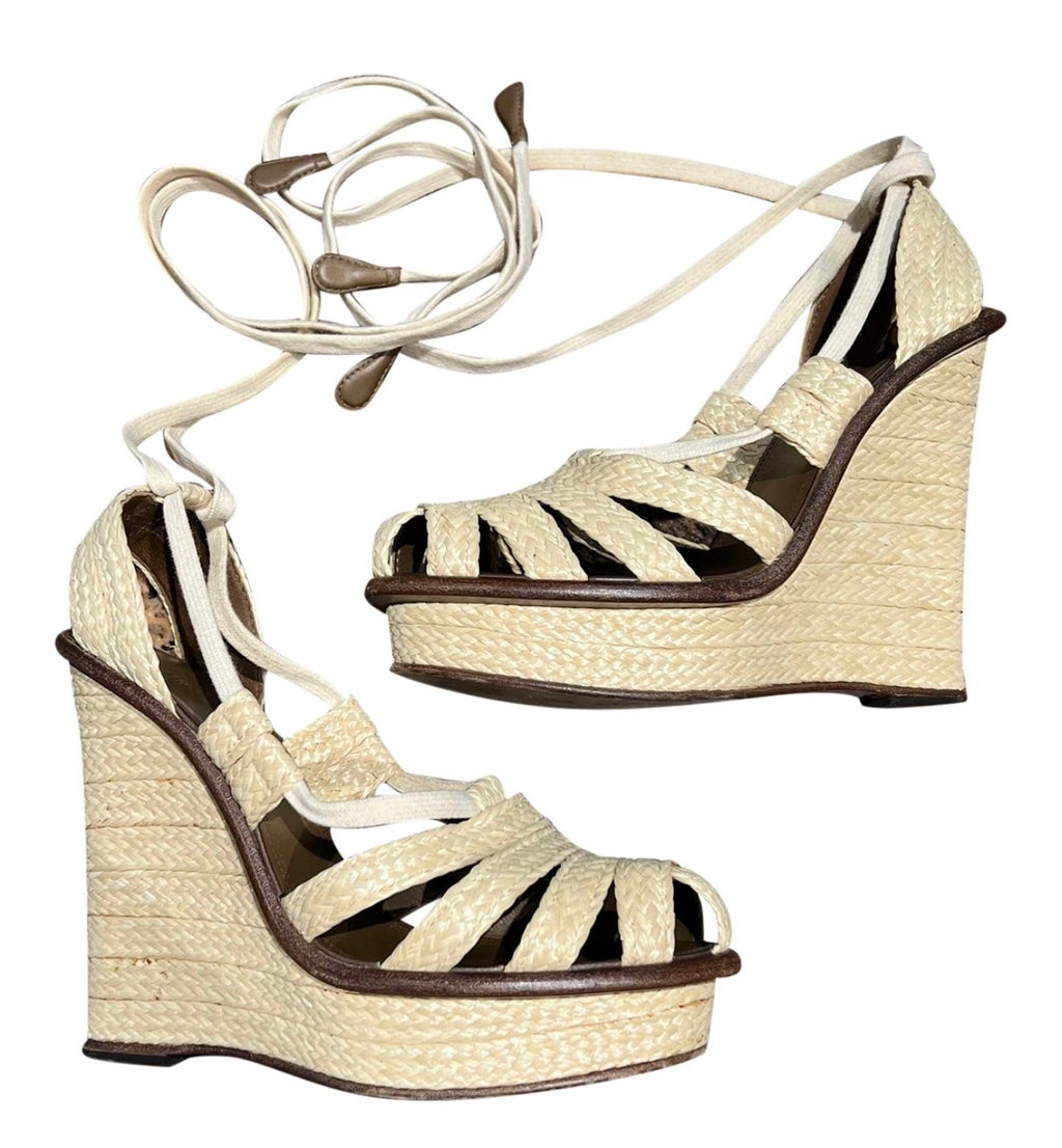 Bottega Veneta raphia wedges